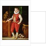 Portrait of a Young Nobleman with a Monkey and a Dog, c.1615 by Flemish School