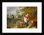 A Maid Washing Carrots at a Fountain with Two Gardeners at Work by Nicolaas or Nicolaes Muys