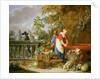 A Maid Washing Carrots at a Fountain with Two Gardeners at Work by Nicolaas or Nicolaes Muys