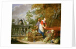A Maid Washing Carrots at a Fountain with Two Gardeners at Work by Nicolaas or Nicolaes Muys