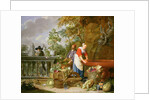 A Maid Washing Carrots at a Fountain with Two Gardeners at Work by Nicolaas or Nicolaes Muys