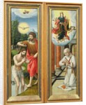 The Baptism of Christ and St. Ildefonso: A Pair of Altarpiece Wings by Master of the Female Half Lengths
