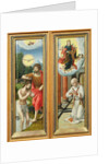 The Baptism of Christ and St. Ildefonso: A Pair of Altarpiece Wings by Master of the Female Half Lengths
