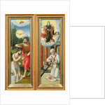 The Baptism of Christ and St. Ildefonso: A Pair of Altarpiece Wings by Master of the Female Half Lengths