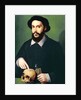 Portrait of a Gentleman with his Right Hand Pointing to a Skull, c.1540 by Master of the 1540s