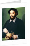 Portrait of a Gentleman with his Right Hand Pointing to a Skull, c.1540 by Master of the 1540s