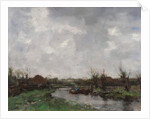 A River Landscape with Farm Houses, late 1870s by Jacob Henricus or Hendricus Maris