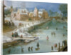 Skaters on a Frozen River Alongside a Town by Joos or Josse de The Younger Momper