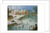Skaters on a Frozen River Alongside a Town by Joos or Josse de The Younger Momper
