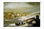 A Winter River Landscape with Travellers on a Bridge and a Town in the Distance, late 1720s by Joos or Josse de The Younger Momper