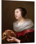 A young woman holding a skull, 1640s by Jan Olis