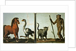 A horse and ostrich and a wildcat and wild man by Roelandt Jacobsz (follower of) Savery