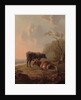 Cattle in an Italianate landscape by Jacob van Strij