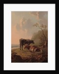 Cattle in an Italianate landscape by Jacob van Strij