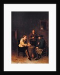 A tavern interior with three peasants merrymaking by Phillips de Koninck