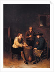 A tavern interior with three peasants merrymaking by Phillips de Koninck