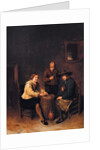 A tavern interior with three peasants merrymaking by Phillips de Koninck