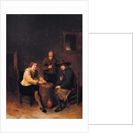 A tavern interior with three peasants merrymaking by Phillips de Koninck