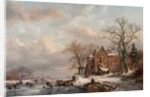 A Winter Landscape with Skaters on a Frozen River, 1862 by Frederick Marianus Kruseman