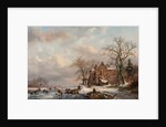 A Winter Landscape with Skaters on a Frozen River, 1862 by Frederick Marianus Kruseman