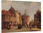 A View of the Zuiderspui with the Drommedaris in the City of Enkhuizen by Oene Romkes de Jongh
