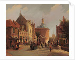 A View of the Zuiderspui with the Drommedaris in the City of Enkhuizen by Oene Romkes de Jongh