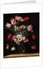 Tulips, Daffodils, Carnations, Poppies, Anemones, and Other Flowers in a Glass Vase on a Wooden Ledge, one of a pair, 17th century by Jean Picart