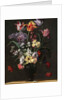 Tulips, Lilies, Daffodils, Lilacs, and Other Flowers in a Glass Vase on a Wooden Ledge, one of a pair, 17th century by Jean Picart