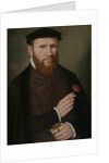 Portrait of a Man with his Right Hand Holding a Red Carnation and in his Left a Glove, 1540-51 by Master of the 1540s