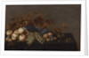 Still Life of Fruit on a Table Draped with a Dark Cloth: Plums, Apples, Bunches of Black and White Grapes and Pears by Floris van Schooten
