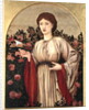Girl with Book with Roses Behind by Edward Coley Burne-Jones