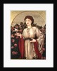 Girl with Book with Roses Behind by Edward Coley Burne-Jones