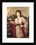 Girl with Book with Roses Behind by Edward Coley Burne-Jones