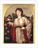 Girl with Book with Roses Behind by Edward Coley Burne-Jones