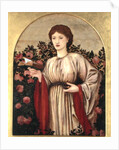 Girl with Book with Roses Behind by Edward Coley Burne-Jones