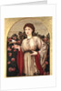 Girl with Book with Roses Behind by Edward Coley Burne-Jones