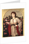 Girl with Book with Roses Behind by Edward Coley Burne-Jones