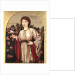 Girl with Book with Roses Behind by Edward Coley Burne-Jones