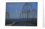 Shepherd and Sheep at Moonlight by Owen Baxter Morgan