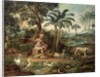 Native Indian in a landscape with animals by Jose Teofilo de Jesus