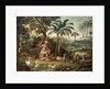 Native Indian in a landscape with animals by Jose Teofilo de Jesus