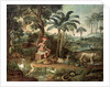 Native Indian in a landscape with animals by Jose Teofilo de Jesus