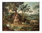 Native Indian in a landscape with animals by Jose Teofilo de Jesus