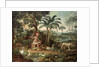 Native Indian in a landscape with animals by Jose Teofilo de Jesus