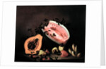 Still life of Papaya, Watermelon and Cashew by Agostino Jose da Mota