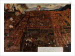 View of Cuzco at the time of the earthquake of 1650 by Peruvian School