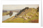 A Riverside Pasture with Sheep by William Sidney Cooper
