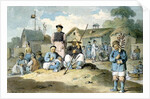 A group of Chinese on the bank of a river, watching the Earl Macartney's Embassy pass, 1793 by William Alexander
