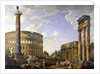 Roman Capriccio Showing the Colosseum, Borghese Warrior, Trajan's Column, the Dying Gaul, Tomb of Cestius, Arch of Constantine and the Temple of Castor and Pollux by Giovanni Paolo Pannini or Panini