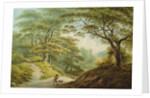 Auckland Castle, Co. Durham - View over the River Gaunless, with Bishop Cosin's Chapel by John Warwick Smith
